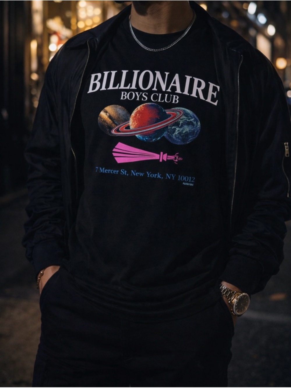 Billionaire Boys Club BBC Space Planet Graphic T Shirt Black Small Mercer ST NYC